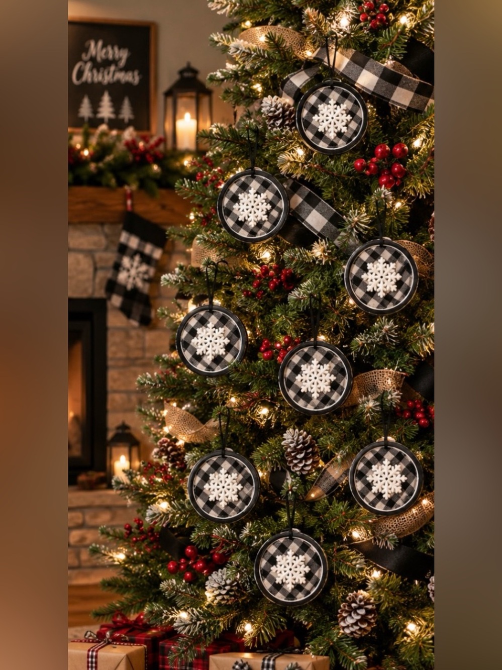 7 Lg Christmas Farmhouse Tree Ornaments